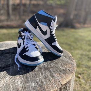Authentic Air Jordan mids, blue and white, women’s